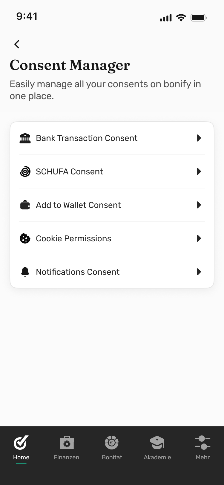 Consent Manager — all consents in one place