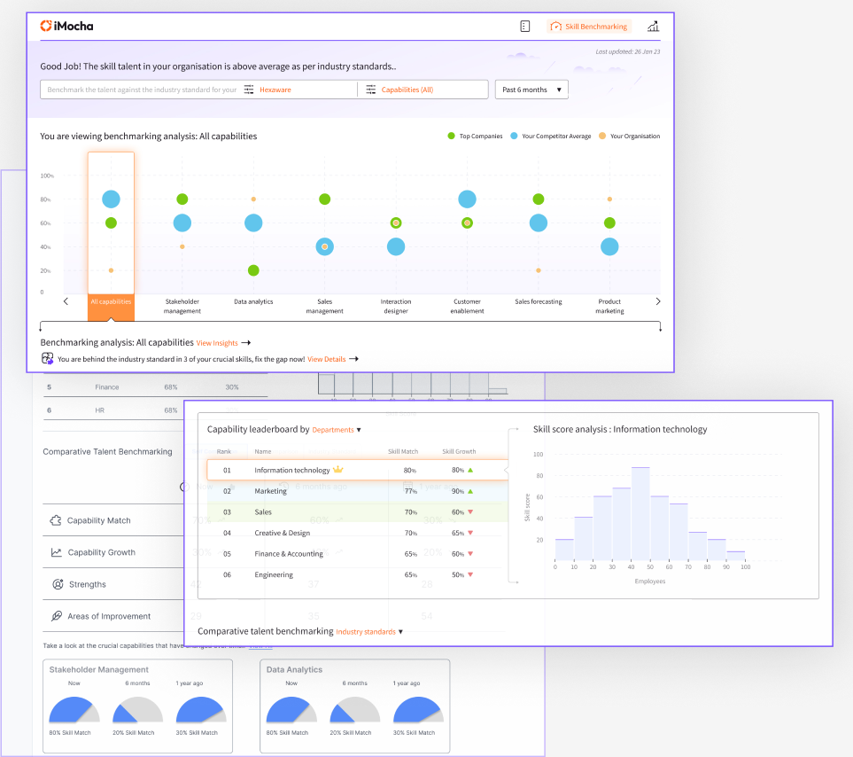 Skill benchmarking screen — capabilities measured against competitors and industry standards